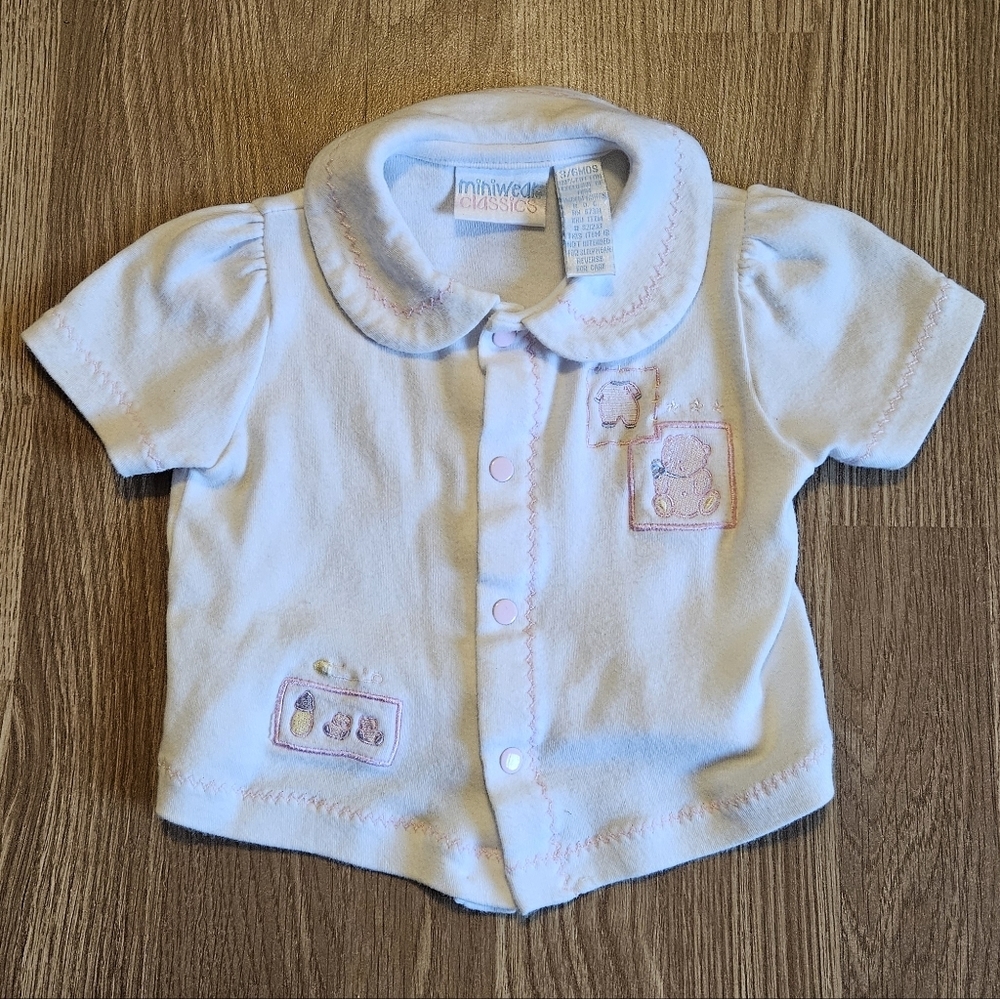 Vintage Miniwear Classics Baby Shirt With Embroidered Design Size 3 to 6 Months